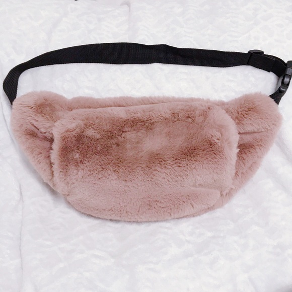 πFurry Warm Blush Pink Fannie Waist Purse Bagπ - Picture 2 of 6